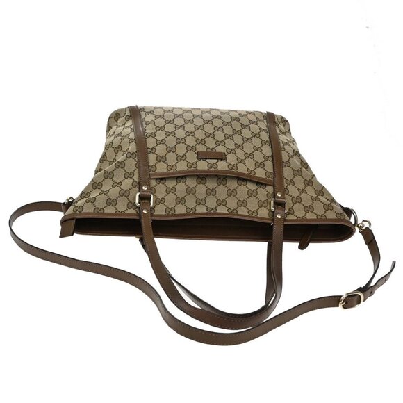 GUCCI GG Pattern 2Way Shoulder Hand Bag Canvas Leather Brown GHW Italy 34EE795 - Picture 5 of 16